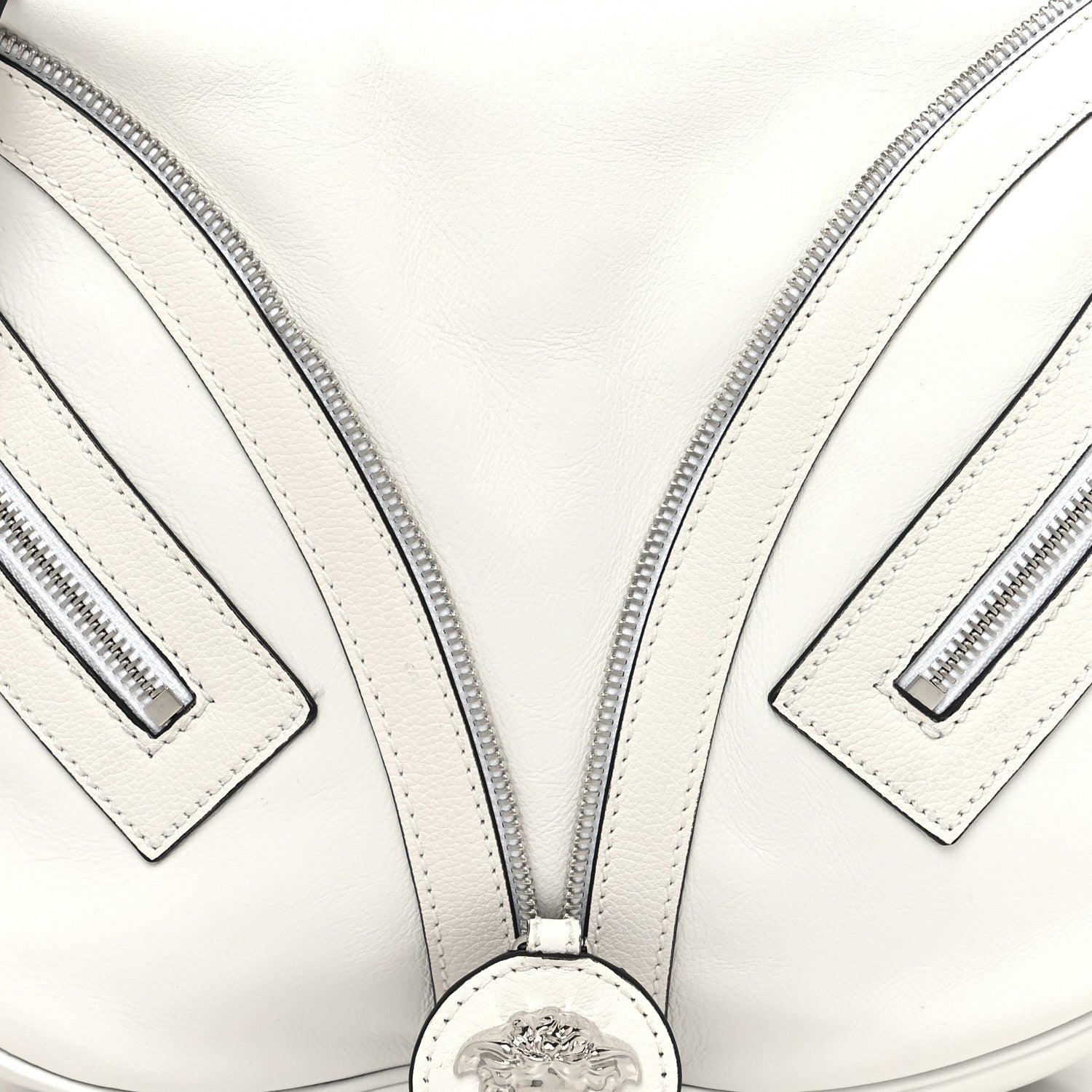 Versace Calfskin Large Repeat Zip Hobo White 7 of 9