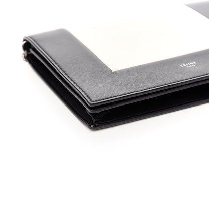 Celine Smooth Lambskin Frame Evening Chain Clutch Black White 11 of 13