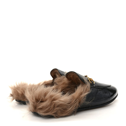 Gucci Patent Fur Womens Princetown Slippers 39.5 Black 4 of 7