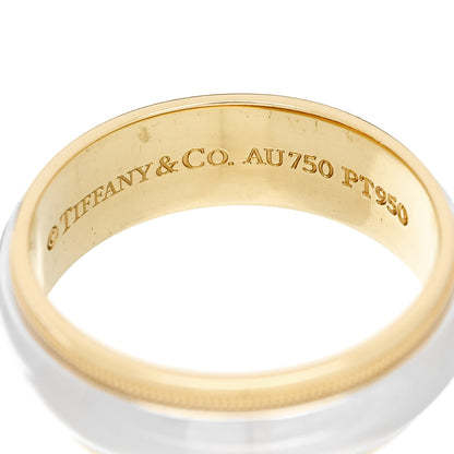 Tiffany Platinum 18K Yellow Gold 6mm Together Milgrain Wedding Band Ring 53 6.25 4 of 5