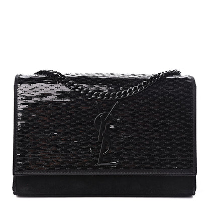 Saint Laurent Suede Sequin Monogram Small Kate Shoulder Bag Black 1 of 10