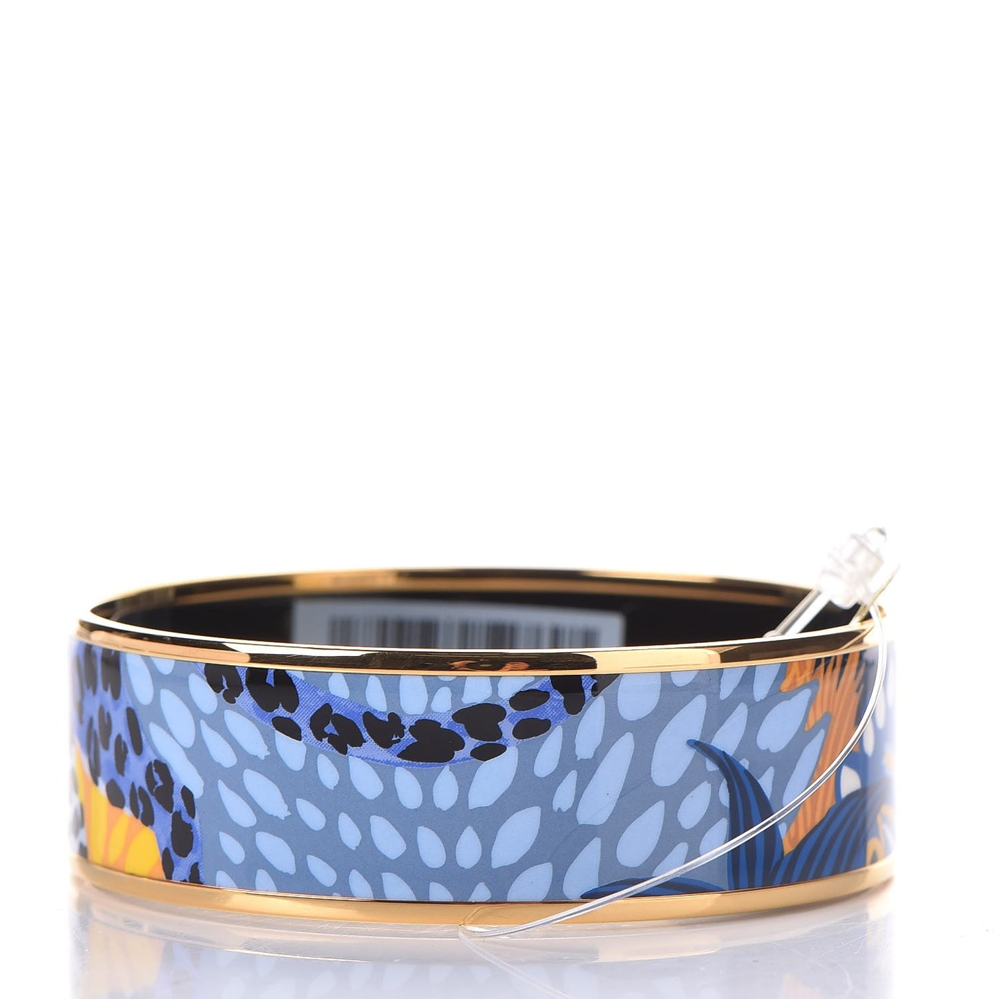 Enamel Printed Wide Jungle of Eden Wide Bracelet 65 Pollen Azur
