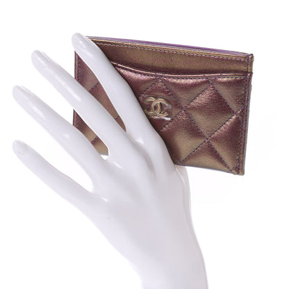 Chanel Iridescent Lambskin Quilted Card Holder Purple 2 of 9