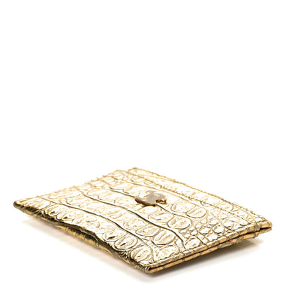 Chanel Metallic Calfskin Crocodile Embossed Cocodile Card Holder Gold 7 of 7