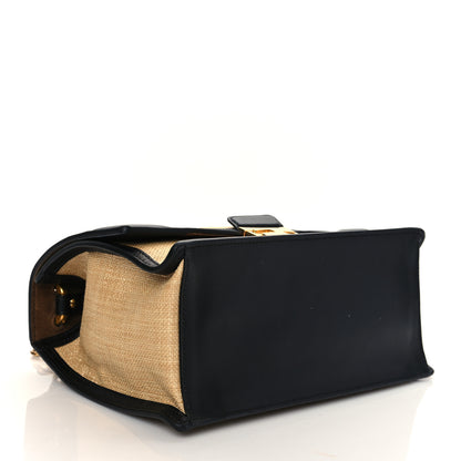 Fendi Raffia Calfskin F is Fendi FF Embroidered Kan U Shoulder Bag Grano Black 4 of 9