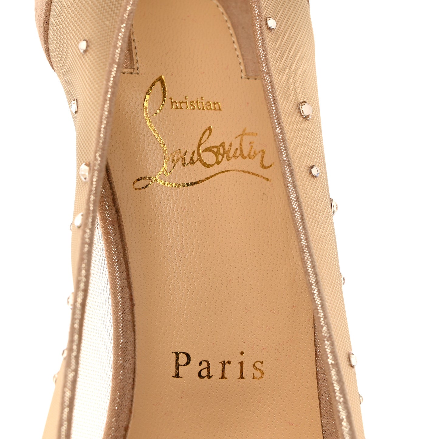 Suede Lame Crystal Strass Follies 85 Pumps 39.5 Light Silk