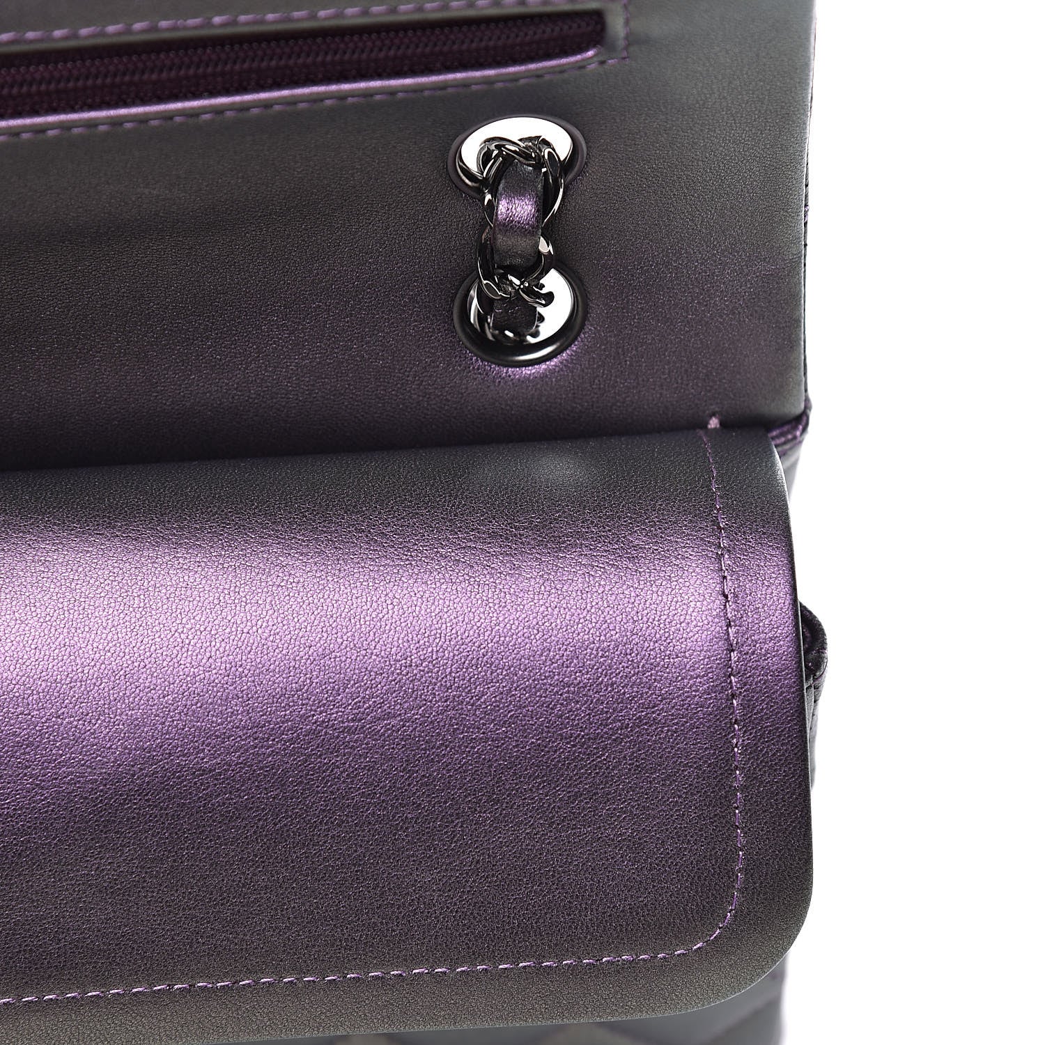 Chanel Iridescent Lambskin Quilted Medium Double Flap Dark Purple 13 of 16
