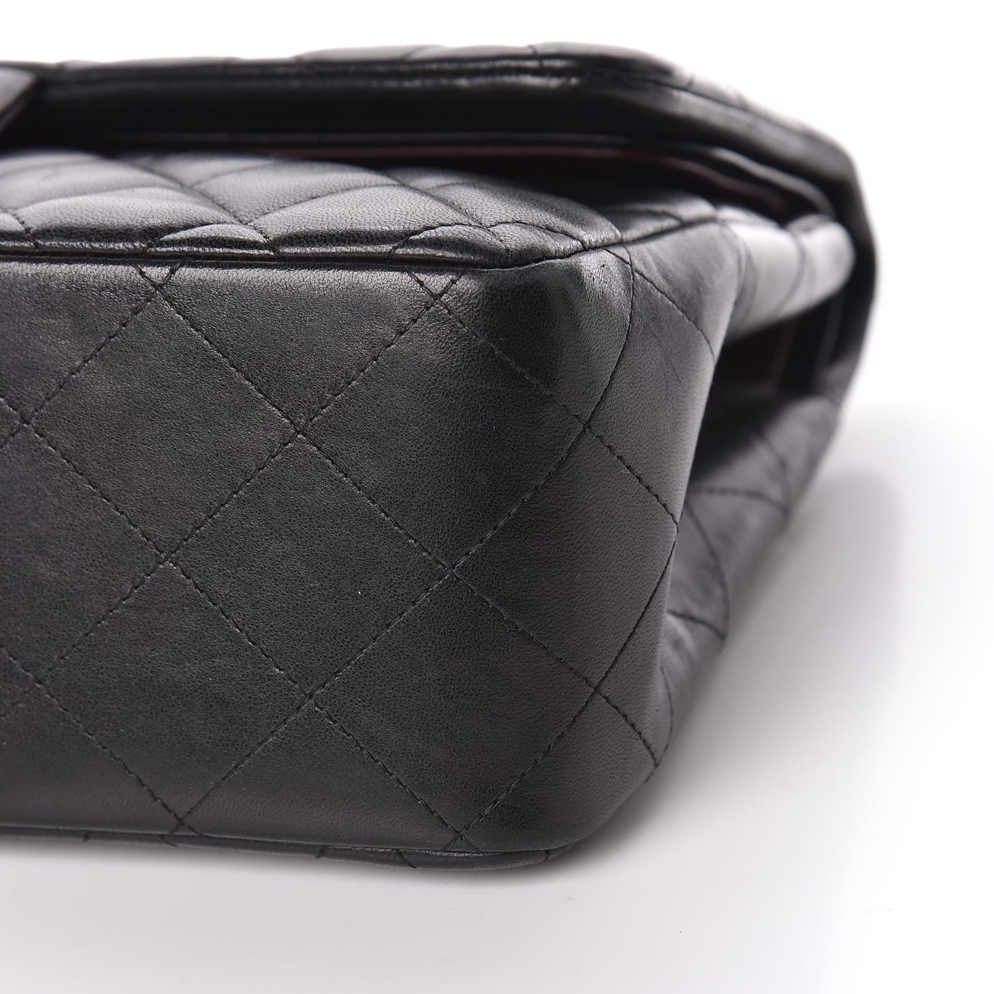 Lambskin Quilted Jumbo Double Flap Black