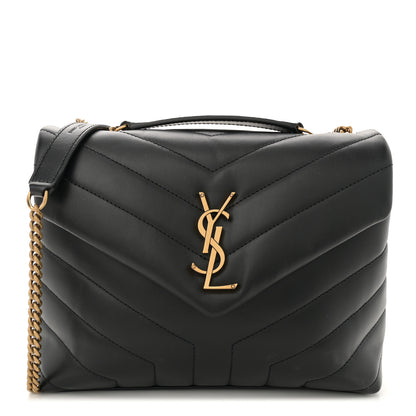 Saint Laurent Calfskin Y Quilted Monogram Small Loulou Chain Satchel Black 1 of 10