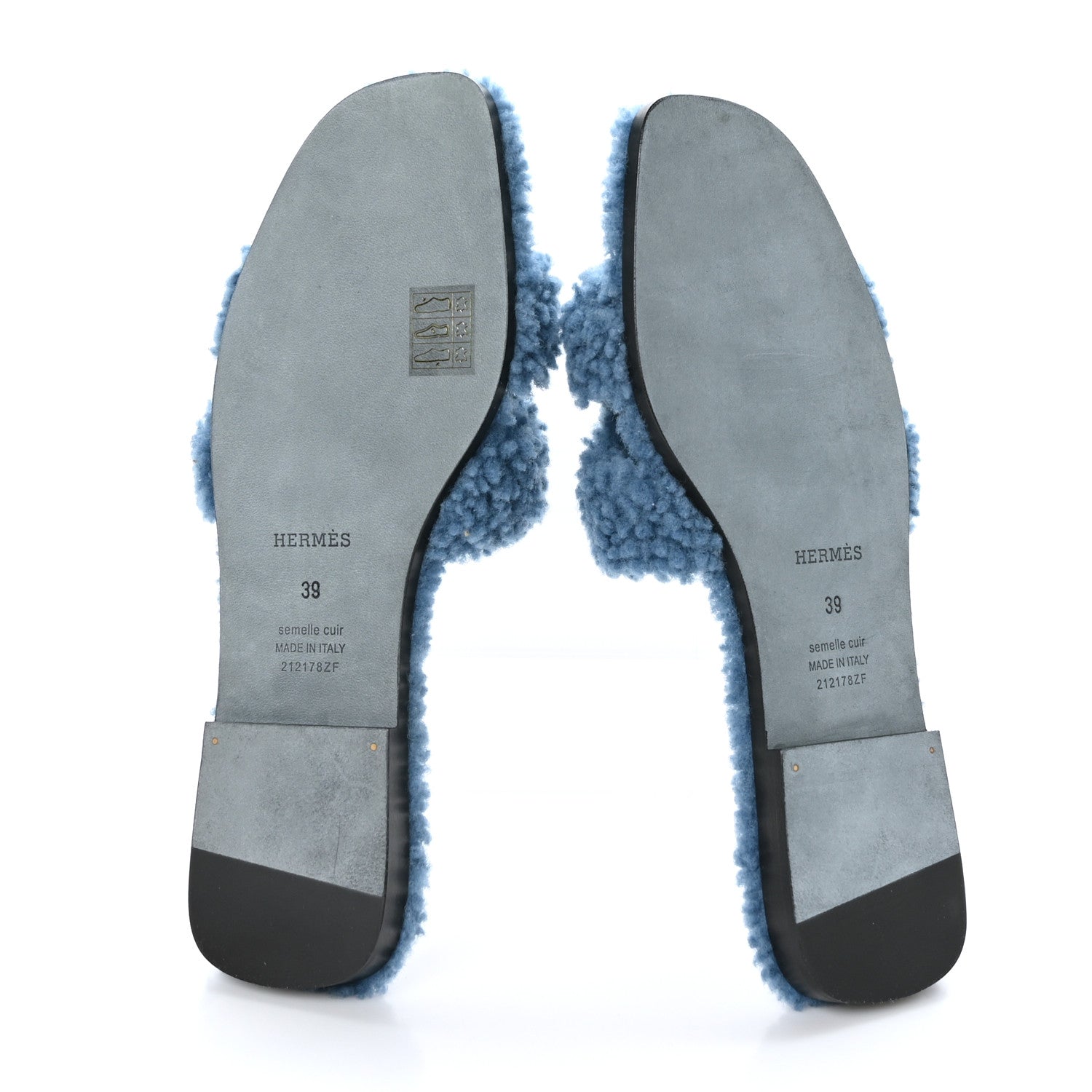 Hermes Woolskin Oran Sandals 39 Bleu 5 of 8