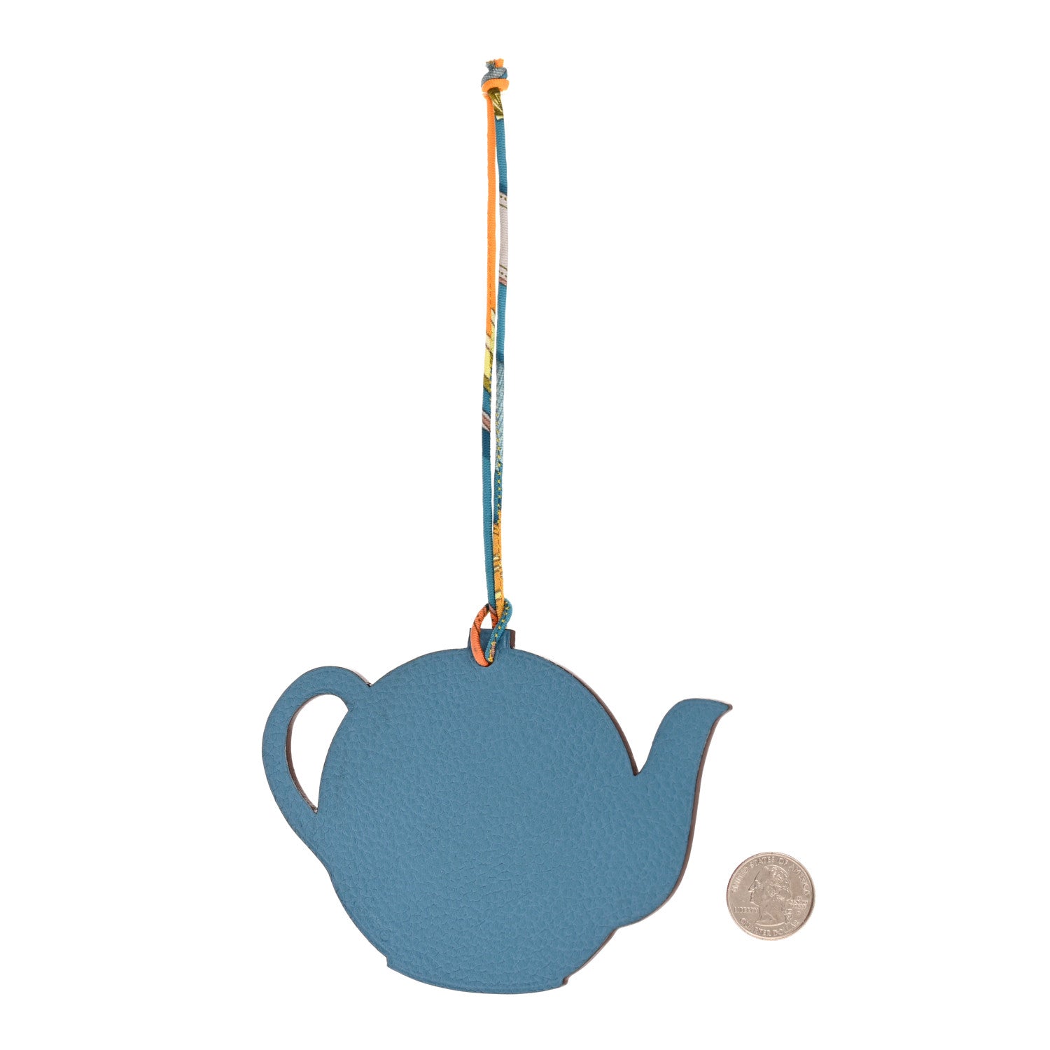 Hermes Togo Epsom Petit H Teapot Bag Charm GM Cobalt Anemone 2 of 5