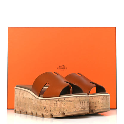 Hermes Calfskin Cork Eze 30 Sandals 36 Marron Glaise 9 of 9