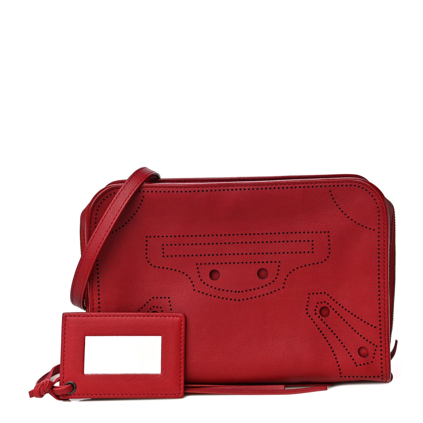 Veau Soyeux Perforated Blackout Hardware Reporter Rouge Groseille