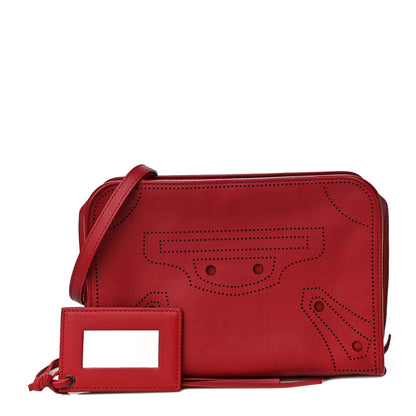 Balenciaga Veau Soyeux Perforated Blackout Hardware Reporter Rouge Groseille 1 of 17