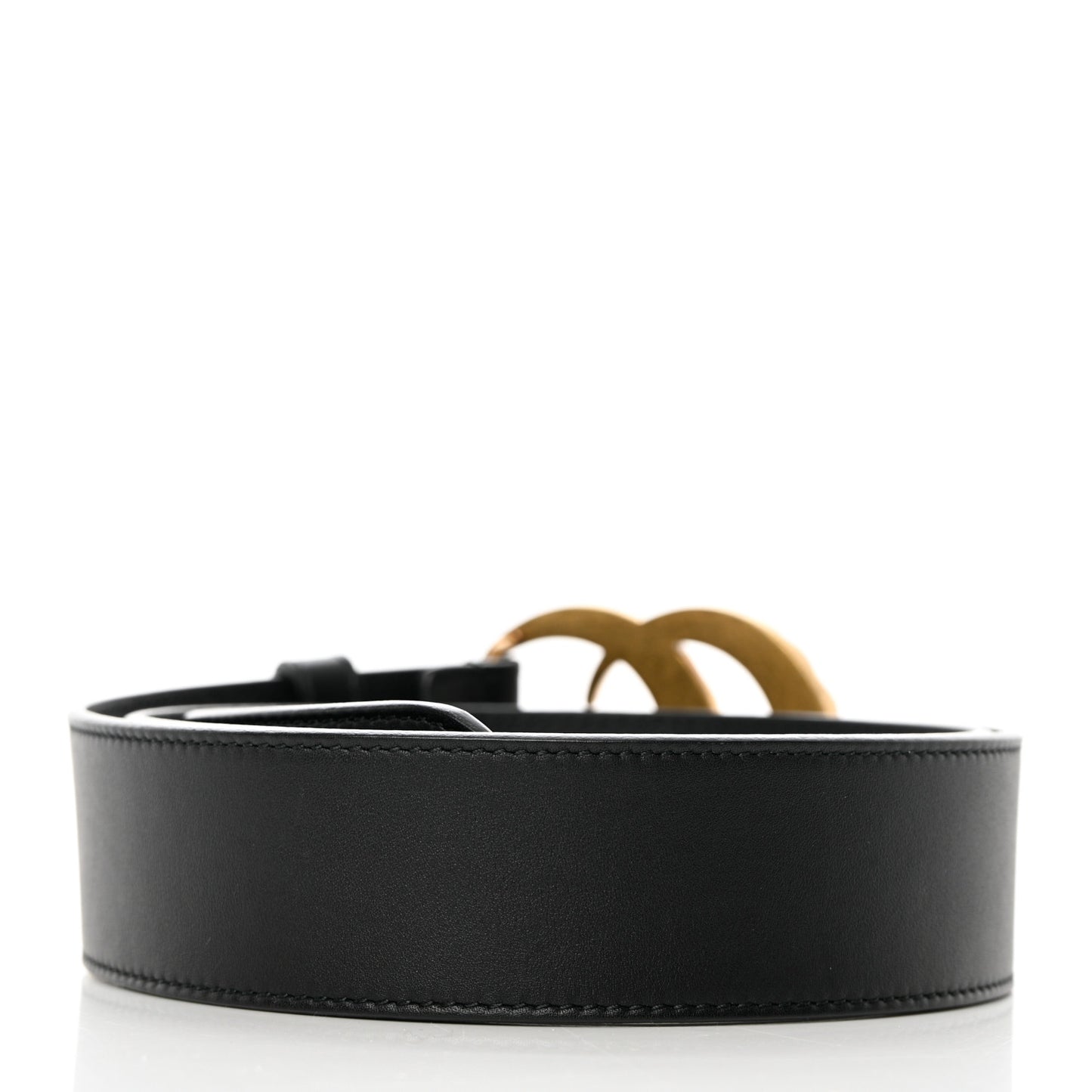 Moon Calfskin Pearl Double G 40mm Belt 90 36 Black Cream