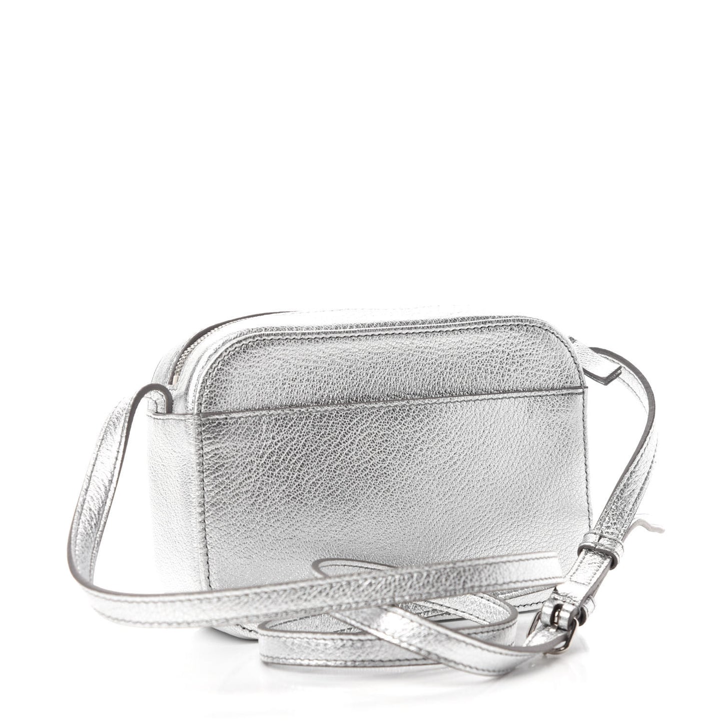Metallic Goatskin Logo XS Everyday Camera Bag Argent Black