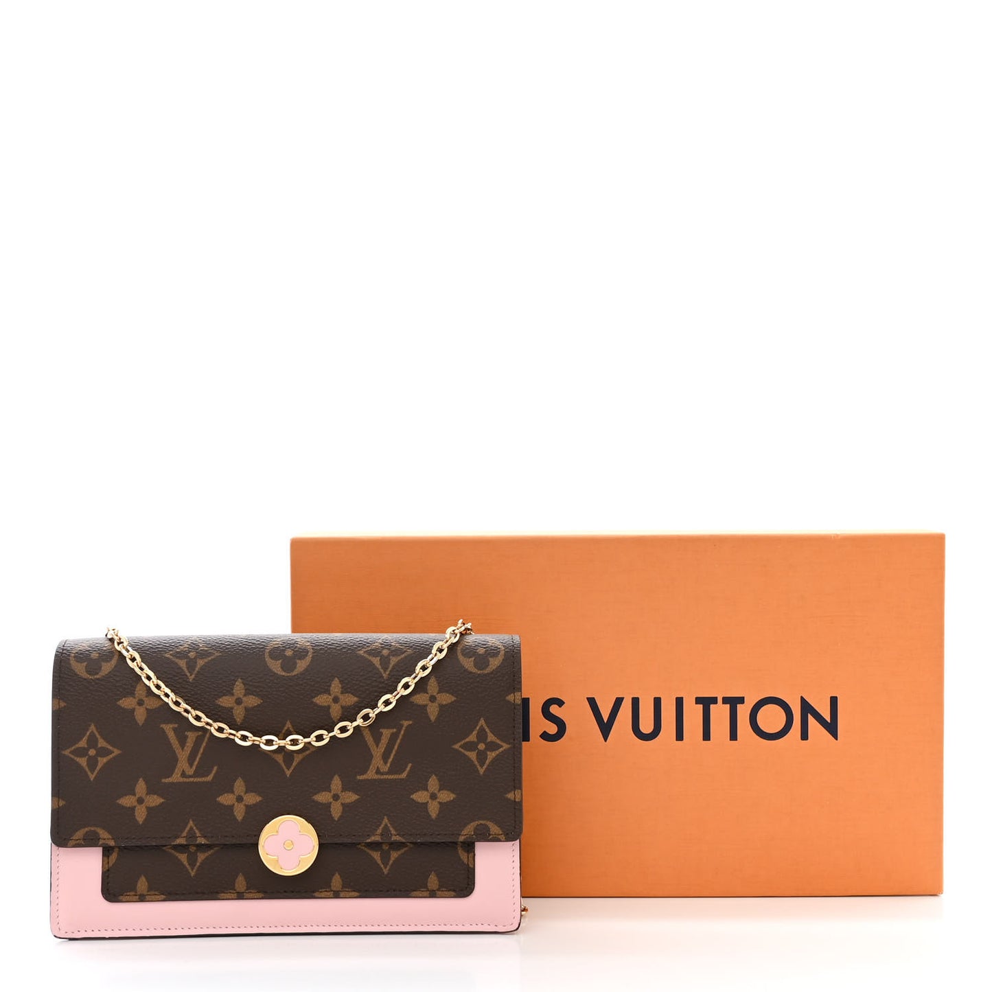 Monogram Flore Chain Wallet Rose Ballerine