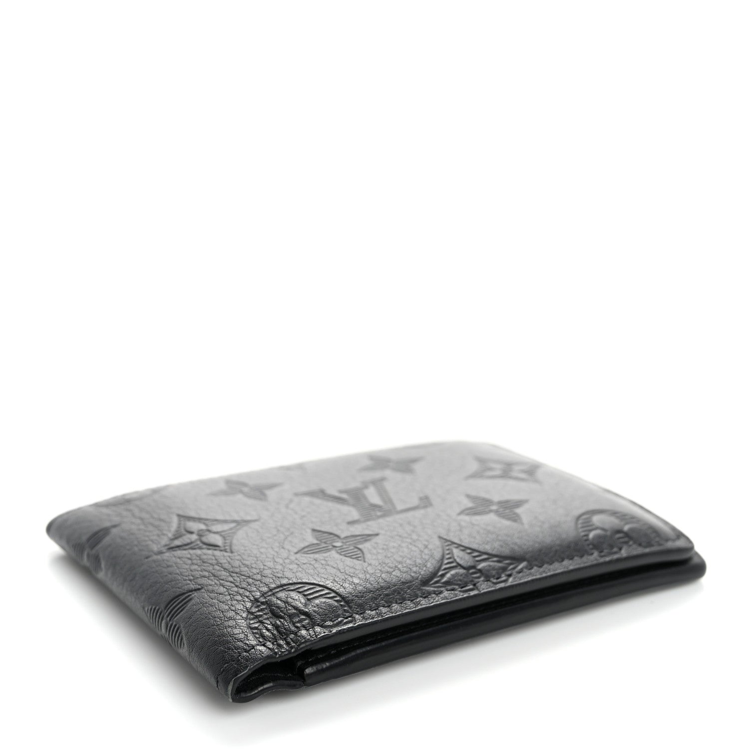 Louis Vuitton Calfskin Monogram Shadow Multiple Wallet Black 4 of 10