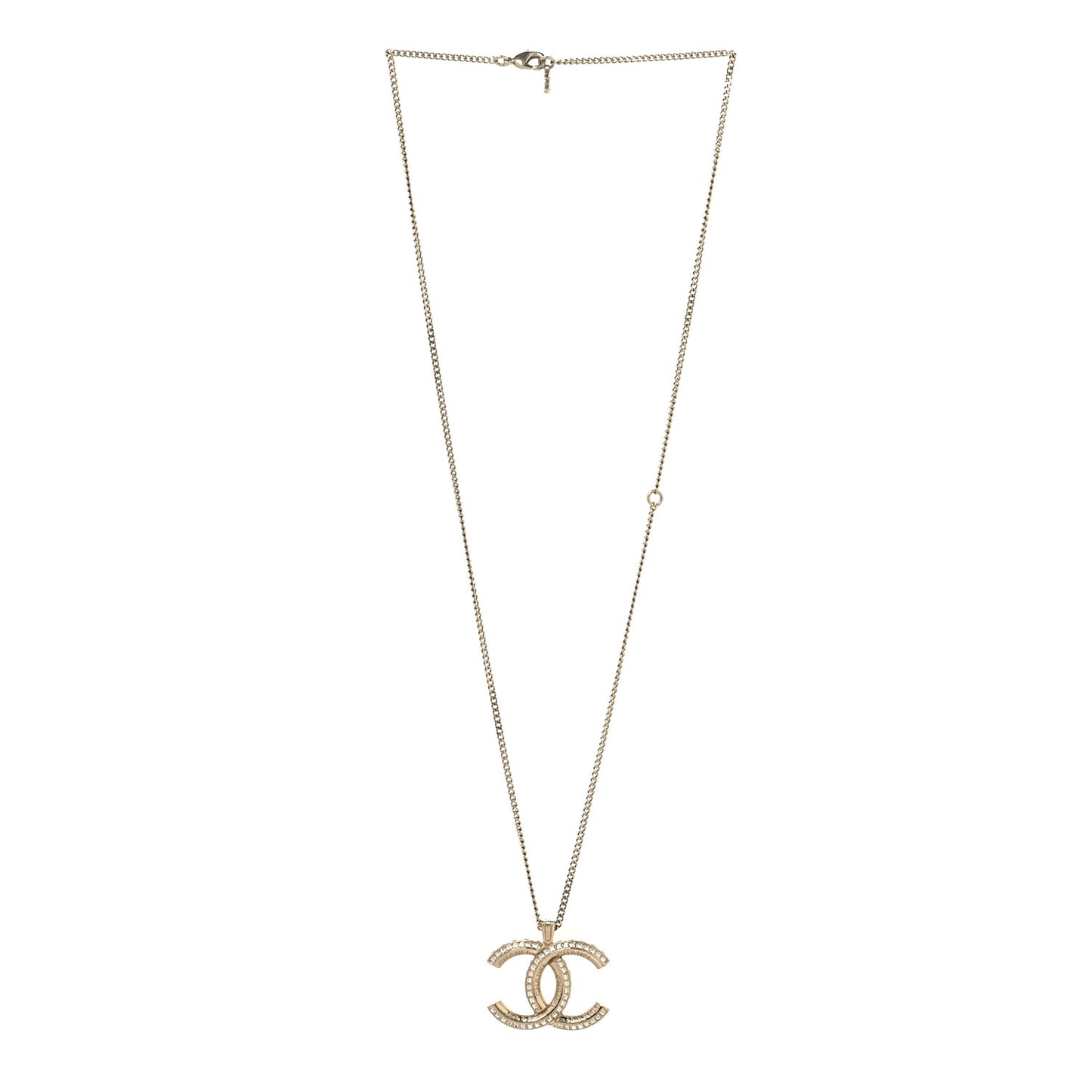 Metal Quilted CC Necklace Gold