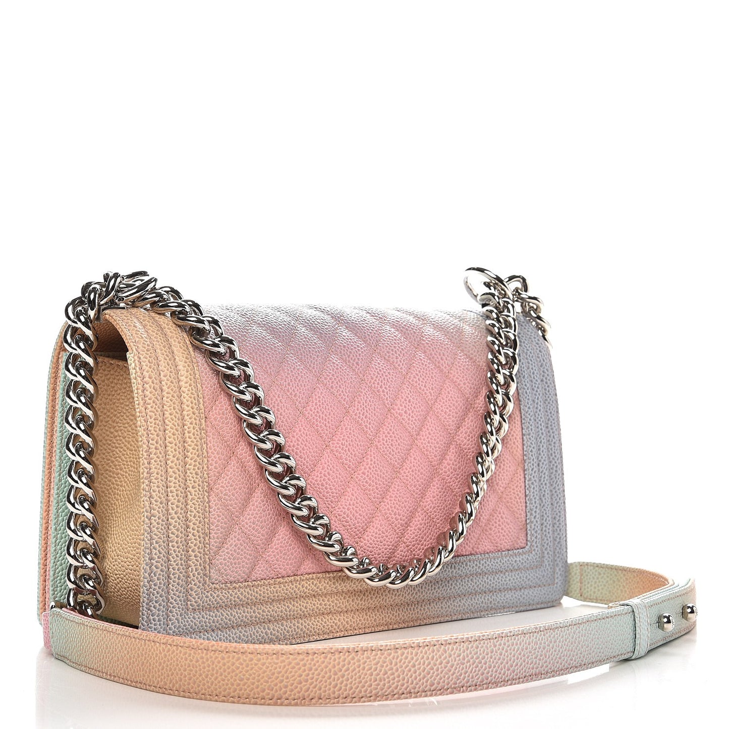 Caviar Quilted Medium Rainbow Boy Flap Multicolor