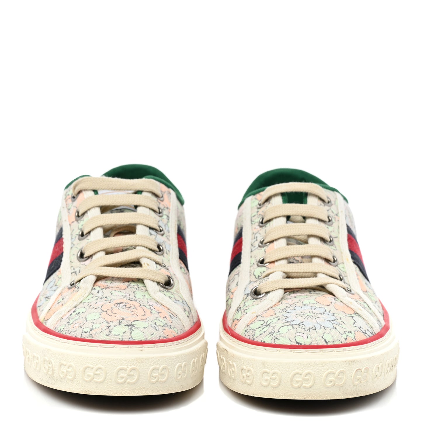 X LIBERTY OF LONDON Canvas Web Tracy Print Womens 1977 Tennis Sneakers 38.5 Mint Peach Mystic White