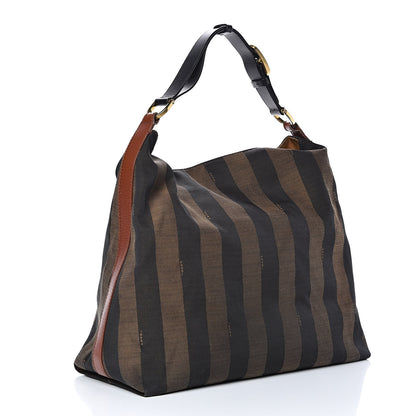 Fendi Pequin Cuoio Vegetale Large Hobo Tobacco Black Cuoio 3 of 19