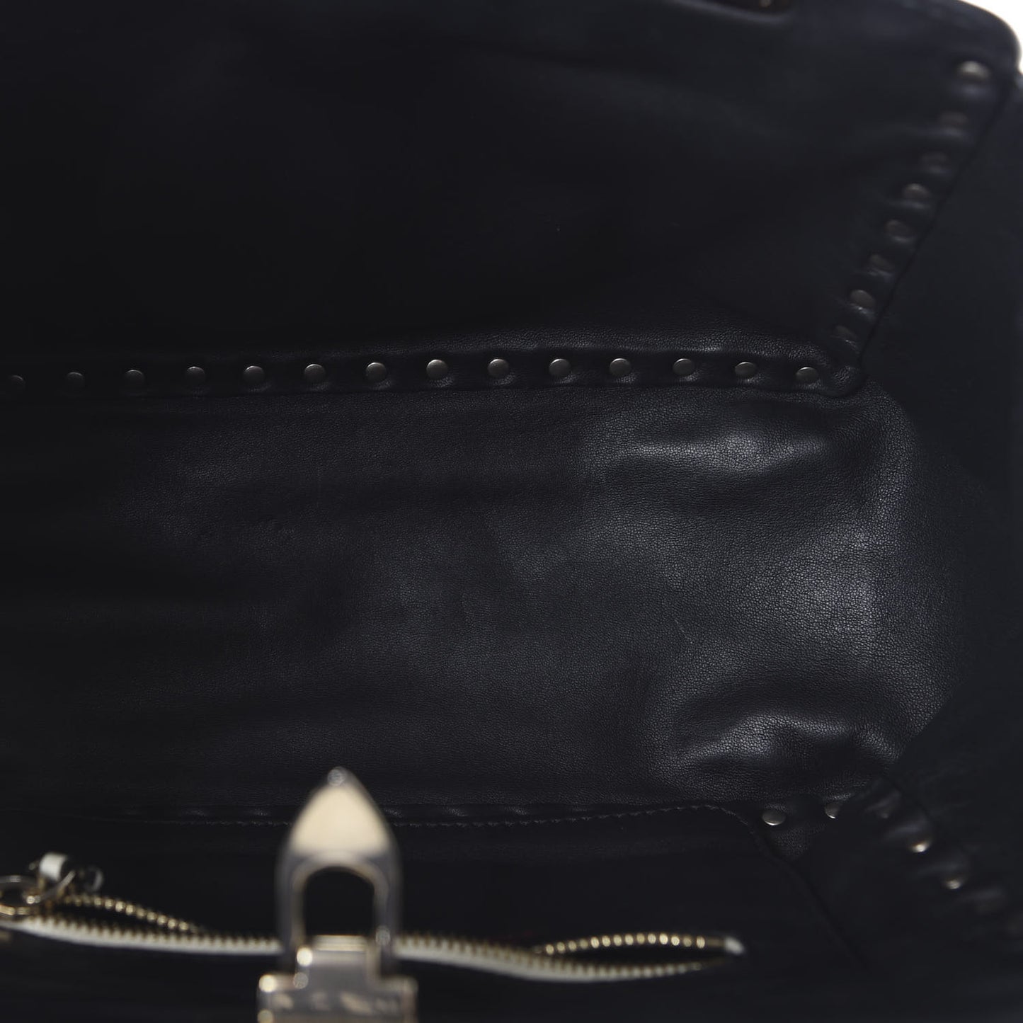 Vitello Monochrome Small Rockstud Tote Black Light Ivory