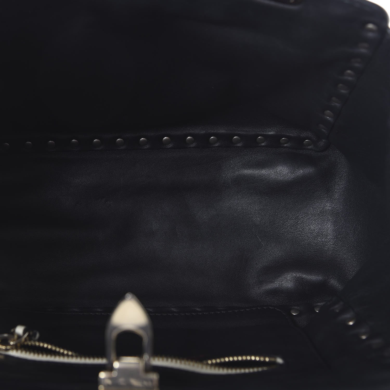Valentino Garavani Vitello Monochrome Small Rockstud Tote Black Light Ivory 6 of 10