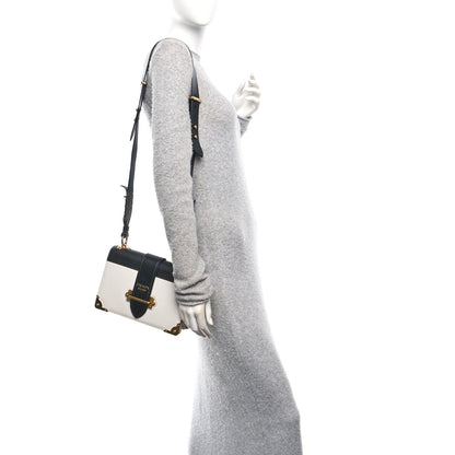 Prada City Calf Saffiano Cahier Bag Talco Black 2 of 11
