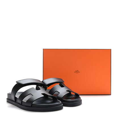 Hermes Calfskin Womens Chypre Sandals 36.5 Black 9 of 9