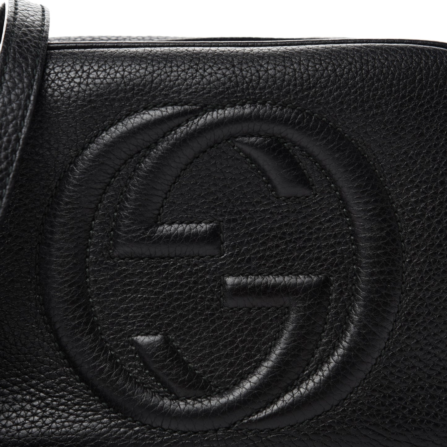 Pebbled Calfskin Small Soho Disco Bag Black