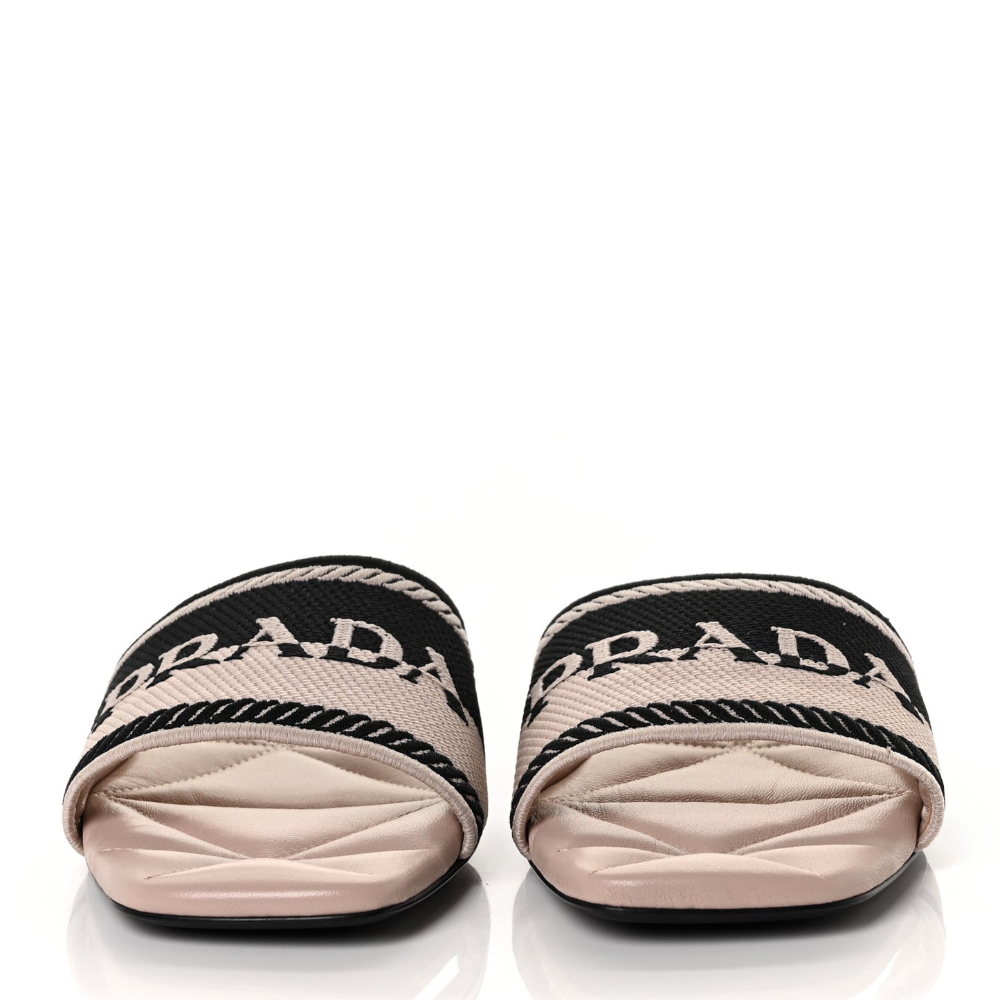 Fabric Logo Embroidered 10mm Slide Sandals 40.5 Black Ninfea