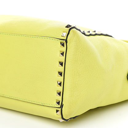 Valentino Garavani Vitello Rockstud Double Handle Tote Yellow Fluo 13 of 20