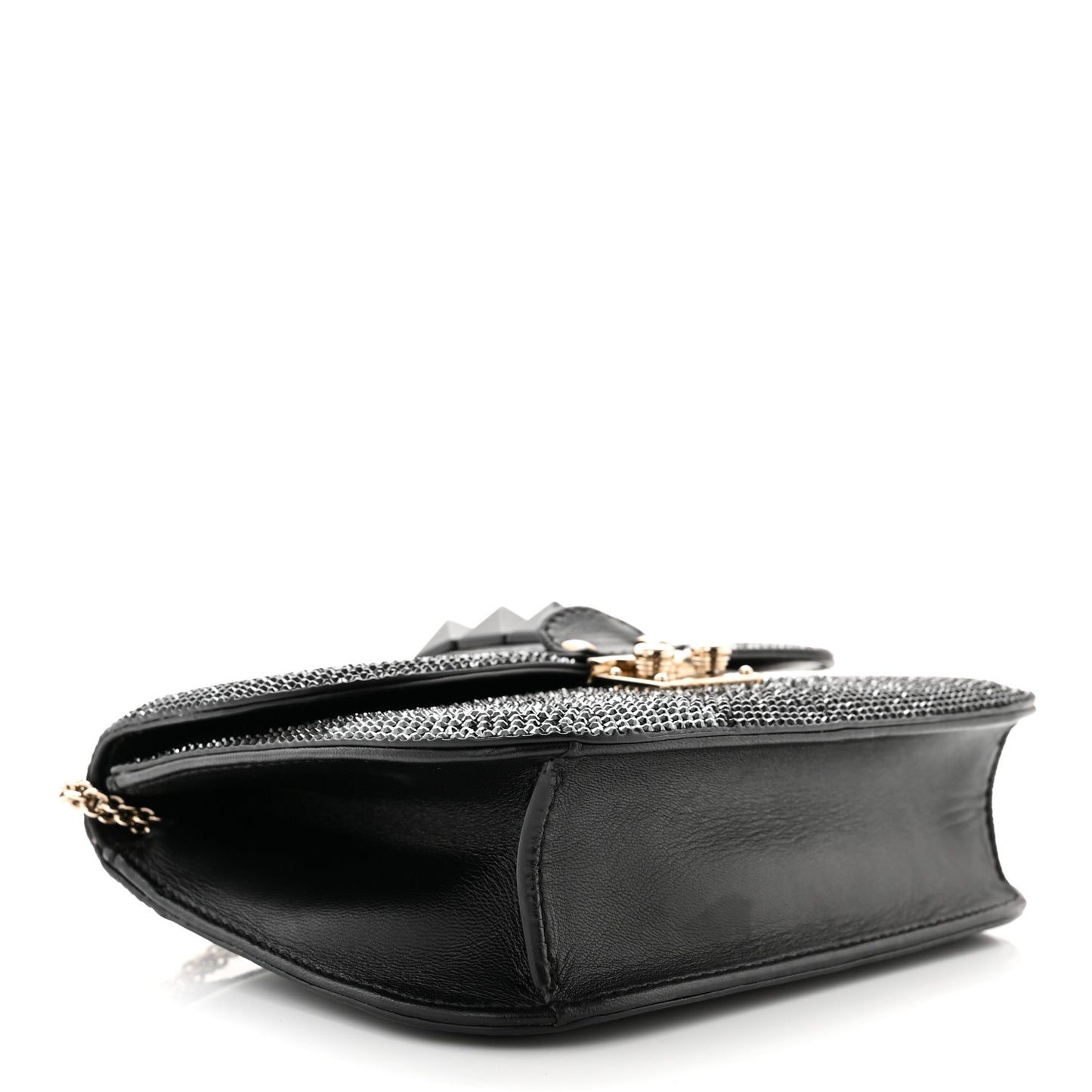 Nappa Crystal Small Glam Lock Rockstud Flap Black Multicolor