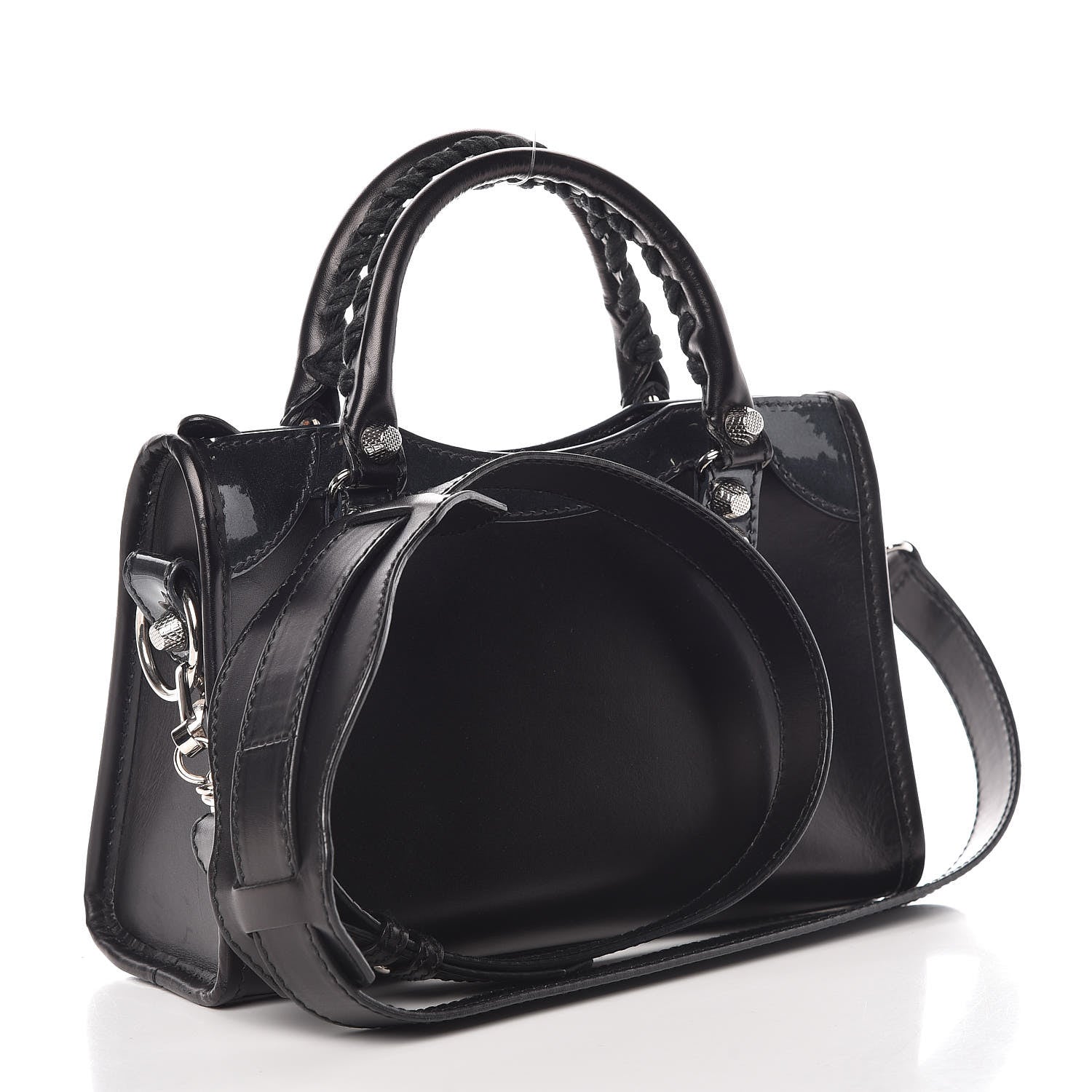 Balenciaga Smooth Calfskin Metallic Patent Giant 12 Silver Hardware Mini City Black Gris 3 of 9