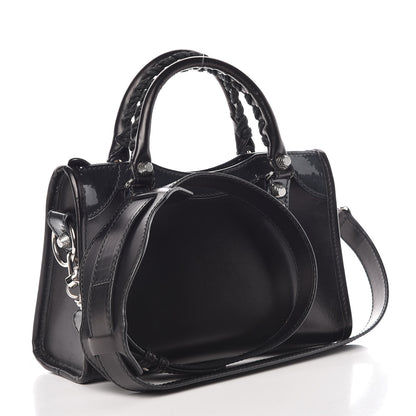 Balenciaga Smooth Calfskin Metallic Patent Giant 12 Silver Hardware Mini City Black Gris 3 of 9