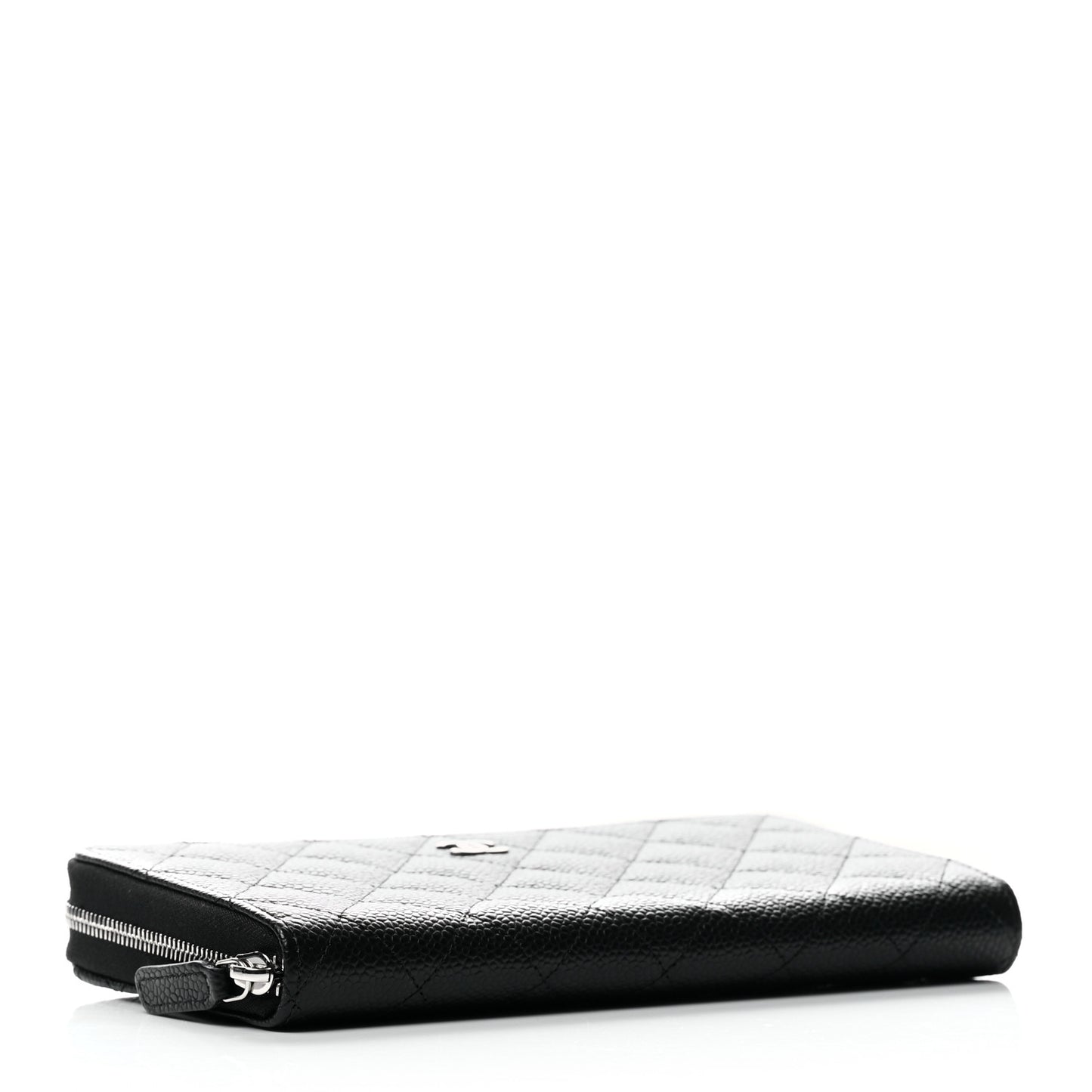 Caviar Quilted Large Gusset Zip Around Wallet Black