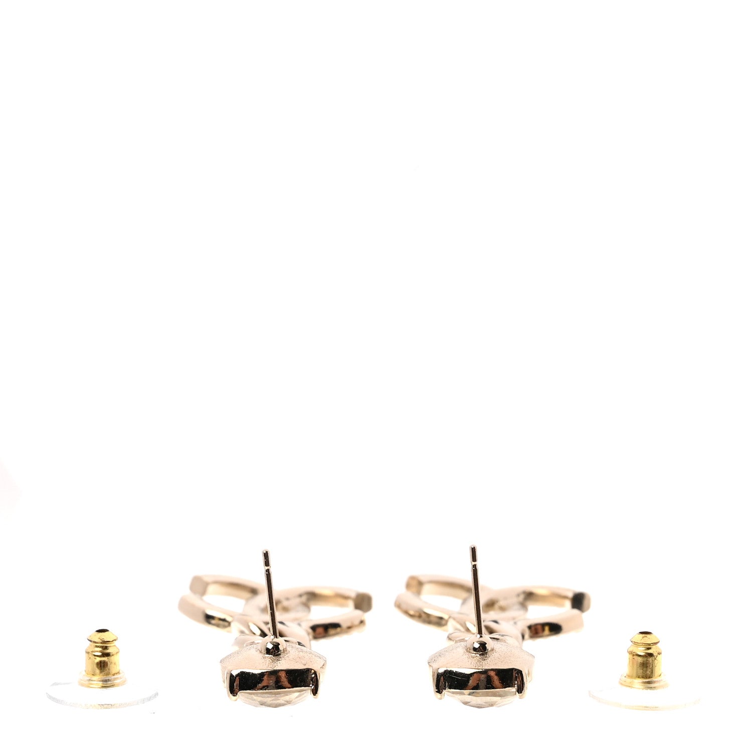 Chanel Glass Crystal CC Chain Drop Earrings Gold 3 of 5