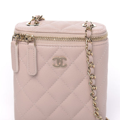 Chanel Caviar Quilted Small Vertical Coco Beauty Vanity Case With Chain Light Pink 10 of 11