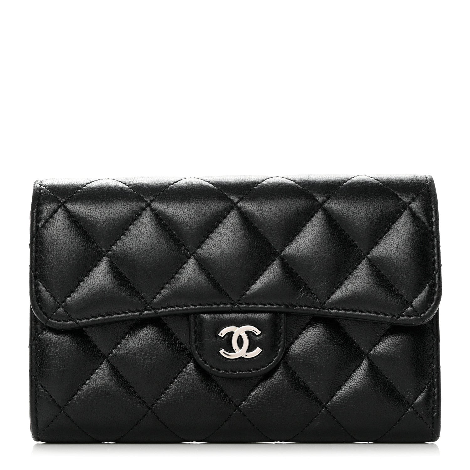 Chanel Lambskin Quilted Small Flap Wallet Black 1 of 7