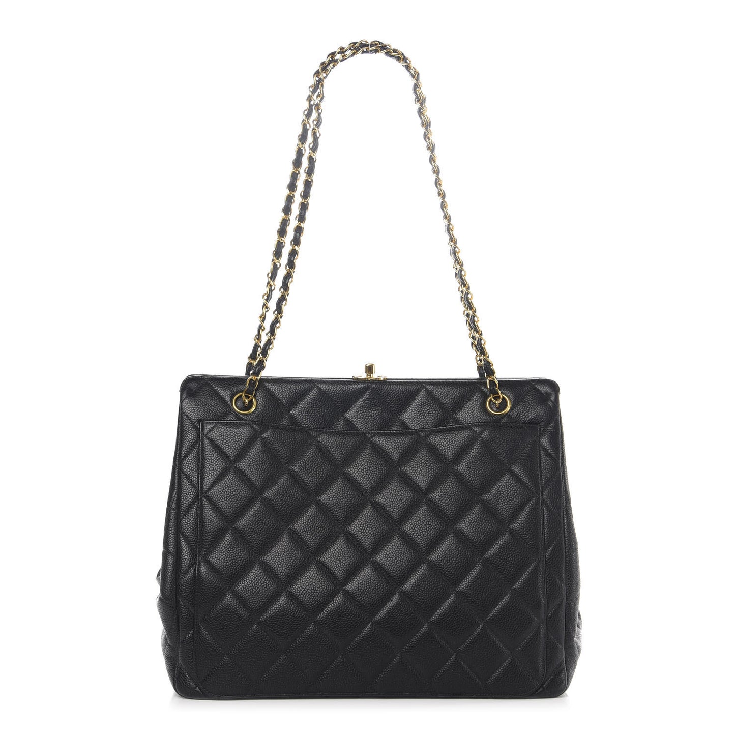 Caviar Quilted Frame Shoulder Bag Black