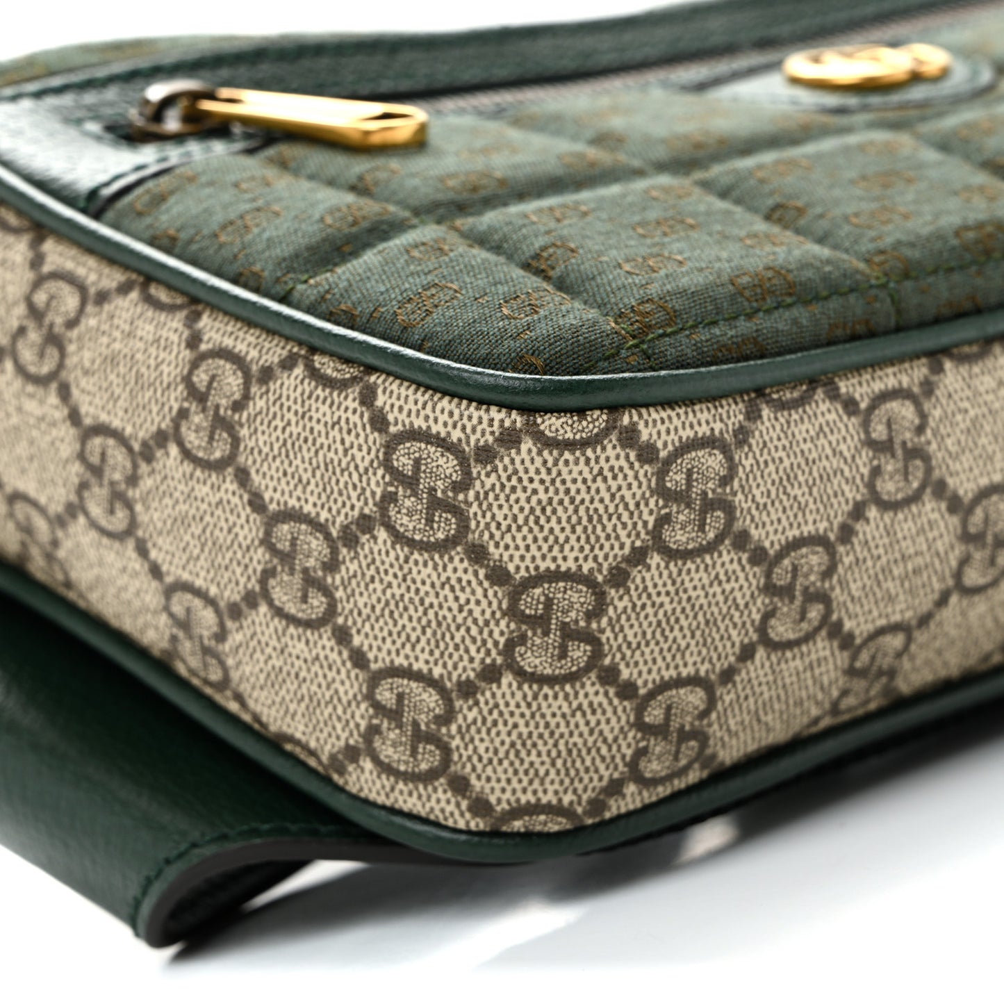 Monogram GG Mignon Textured Dollar Calfskin GG Supreme Monogram Quilted Mini GG Belt Bag Green Beige Ebony