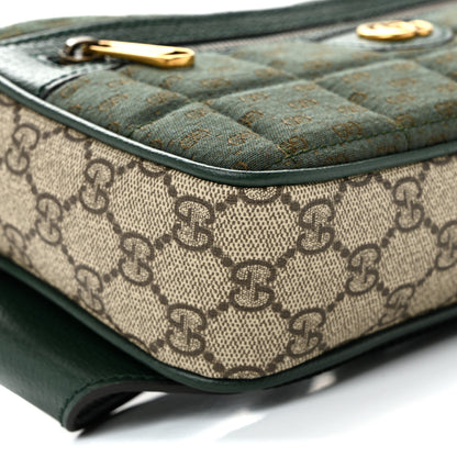 Gucci Monogram GG Mignon Textured Dollar Calfskin GG Supreme Monogram Quilted Mini GG Belt Bag Green Beige Ebony 9 of 10