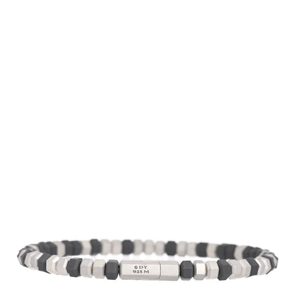 David Yurman Sterling Silver Rubber Mens Hex Bead Bracelet Grey 3 of 4