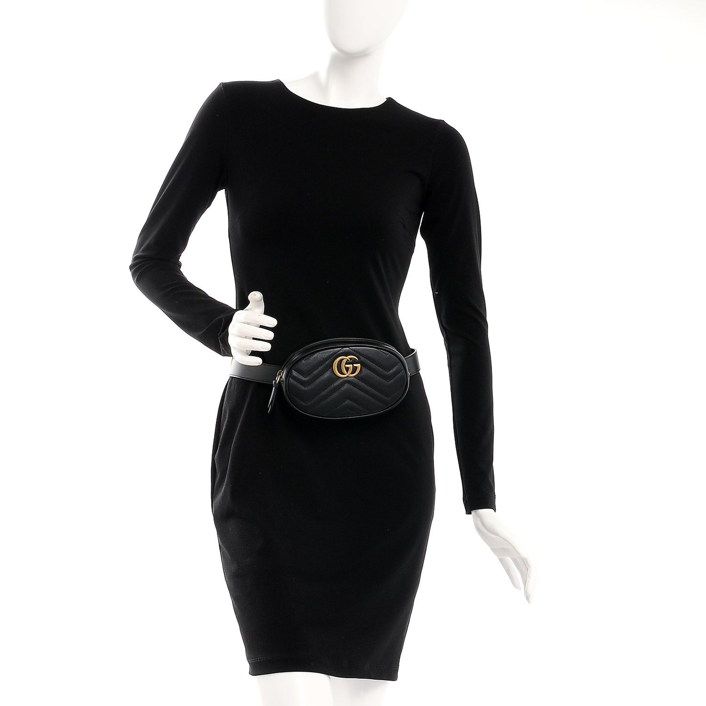 Calfskin Matelasse GG Marmont Belt Bag 85 34 Black