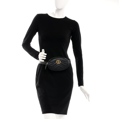 Gucci Calfskin Matelasse GG Marmont Belt Bag 85 34 Black 2 of 9
