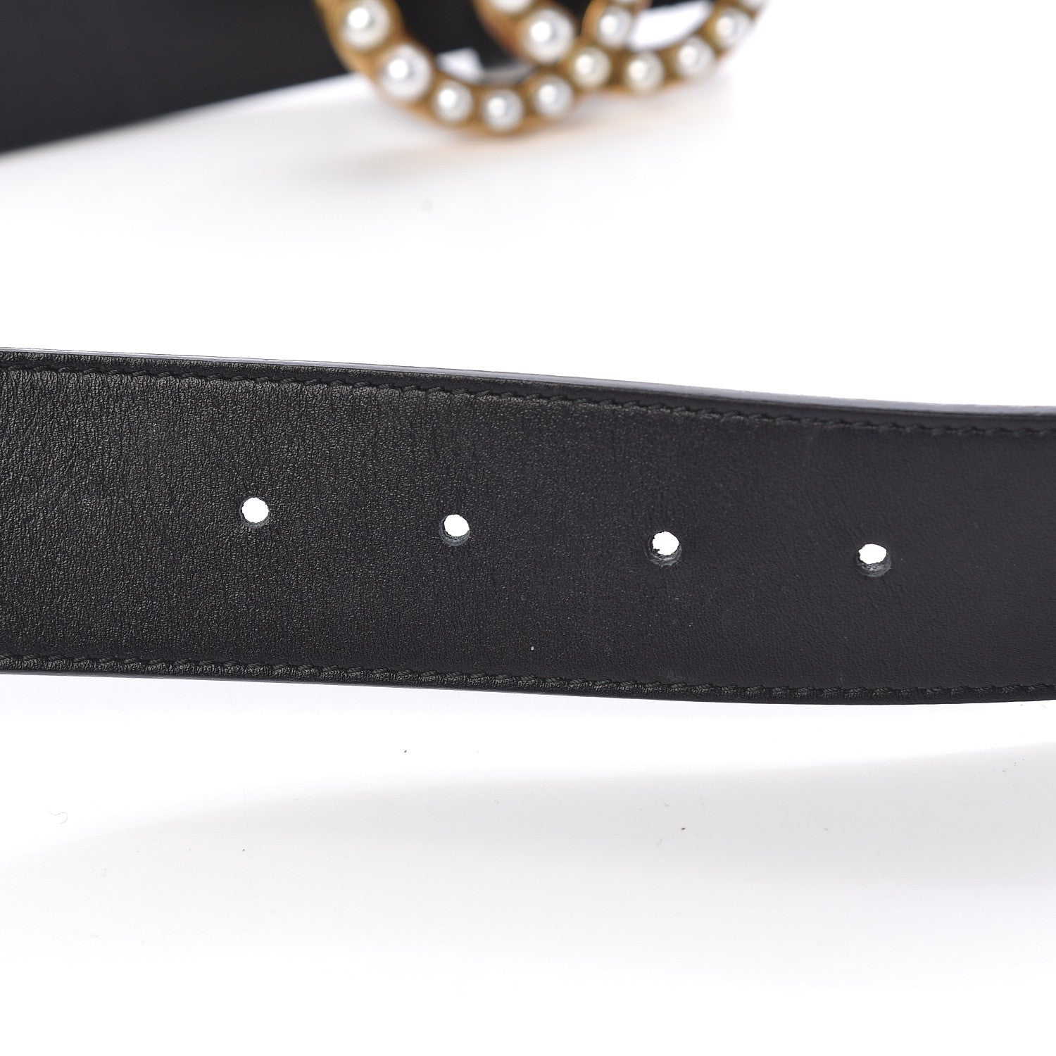 Gucci Moon Calfskin Pearl Double G 40mm Belt 90 36 Black Cream 5 of 6