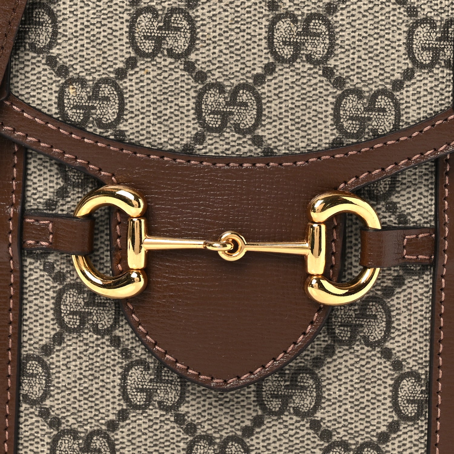 Gucci GG Supreme Monogram Mini Horsebit 1955 Crossbody Bag Beige Brown Sugar 8 of 12