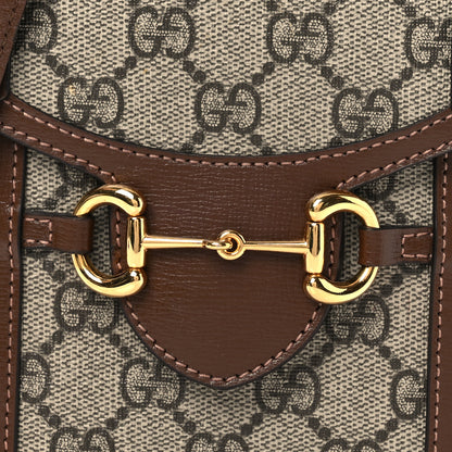 Gucci GG Supreme Monogram Mini Horsebit 1955 Crossbody Bag Beige Brown Sugar 8 of 12