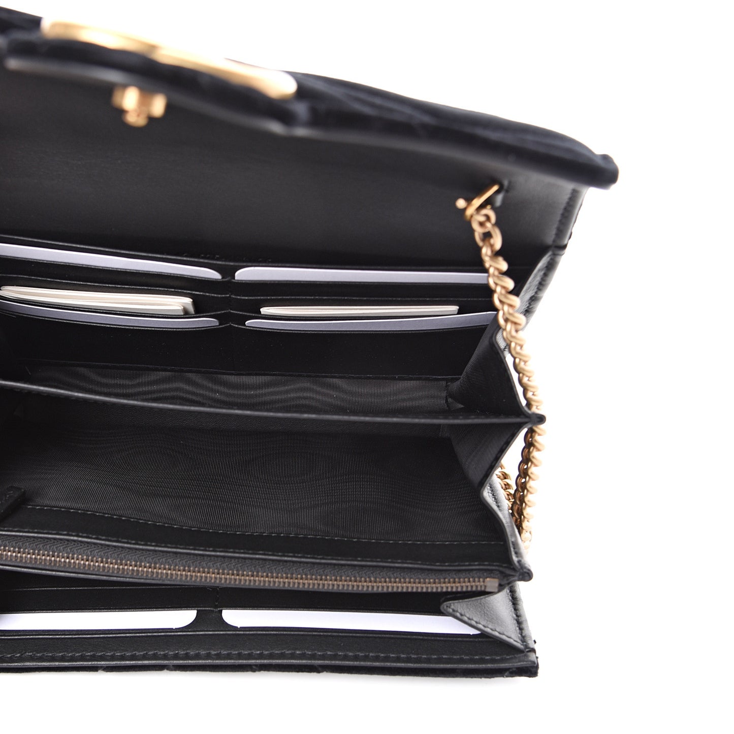 Velvet Matelasse GG Marmont Chain Wallet Black